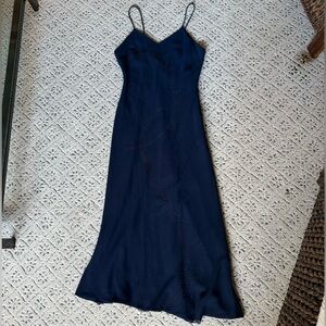 PolyUSA Embellished Midi Slip Dress Midnight Blue - Sparkly 90s Vintage Cocktail